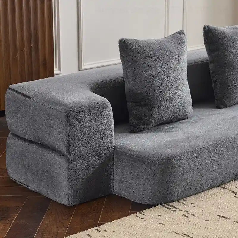 Canapé modulable noir / gris clair avec pouf, convertible, 2–3 places