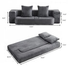 Canapé modulable noir / gris clair avec pouf, convertible, 2–3 places