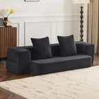 Canapé modulable noir / gris clair avec pouf, convertible, 2–3 places