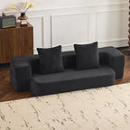 Canapé modulable noir / gris clair avec pouf, convertible, 2–3 places