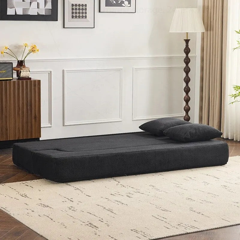 Canapé modulable noir / gris clair avec pouf, convertible, 2–3 places