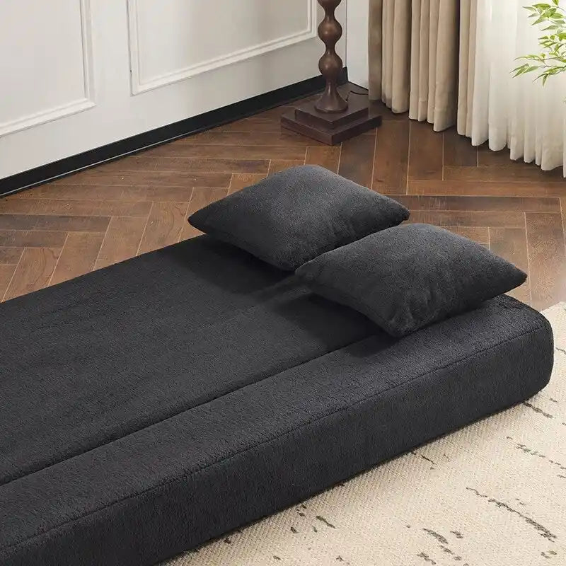 Canapé modulable noir / gris clair avec pouf, convertible, 2–3 places