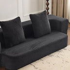 Canapé modulable noir / gris clair avec pouf, convertible, 2–3 places
