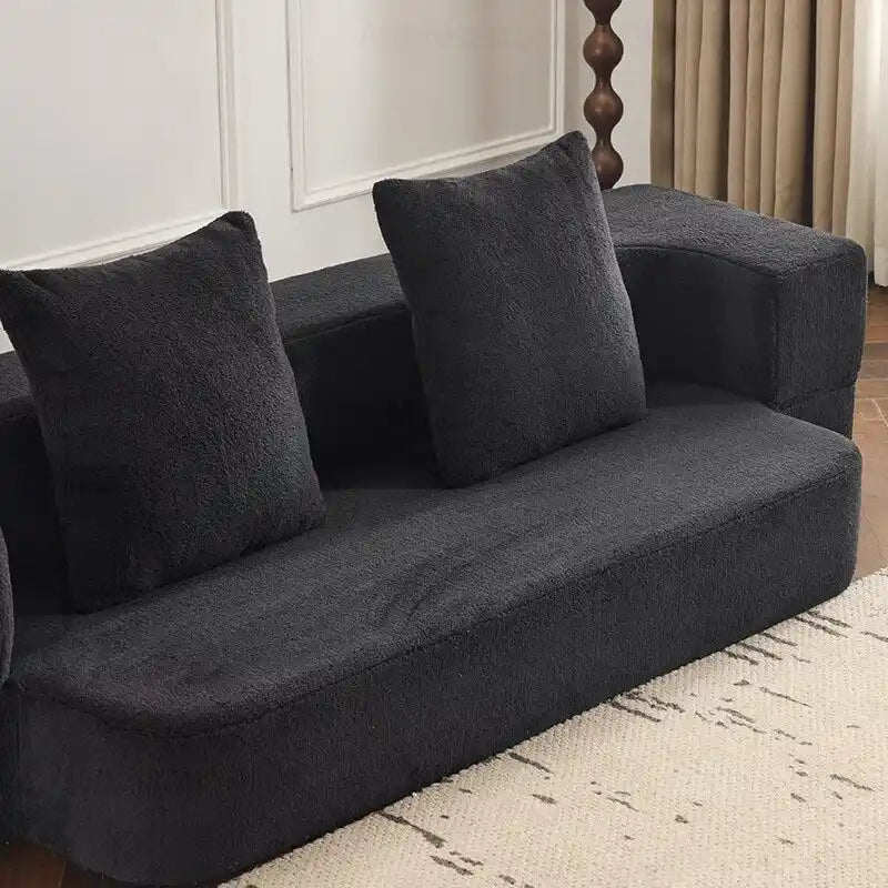 Canapé modulable noir / gris clair avec pouf, convertible, 2–3 places