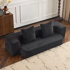 Canapé modulable noir / gris clair avec pouf, convertible, 2–3 places