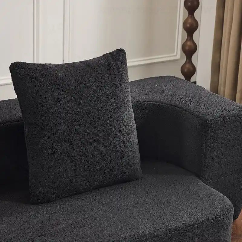 Canapé modulable noir / gris clair avec pouf, convertible, 2–3 places