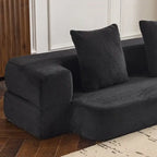 Canapé modulable noir / gris clair avec pouf, convertible, 2–3 places