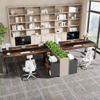 Bureau d'angle en L noir et marron avec meuble de classement mobile, ensemble de bureau à domicile pour une personne