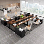 Bureau d'angle en L noir et marron avec meuble de classement mobile, ensemble de bureau à domicile pour une personne
