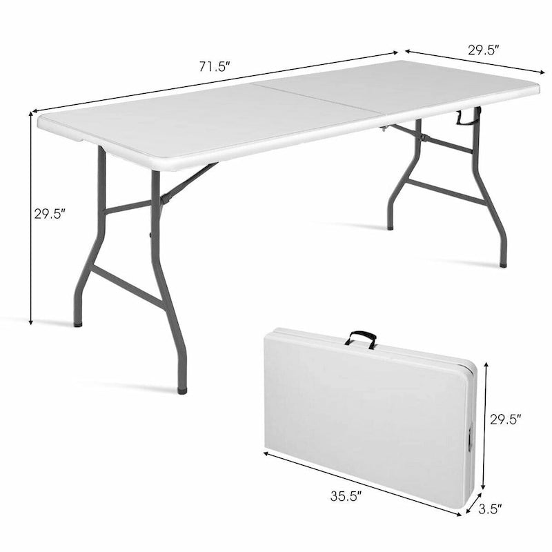 Table pliable Off-White | Plateau en PEHD | 8 places