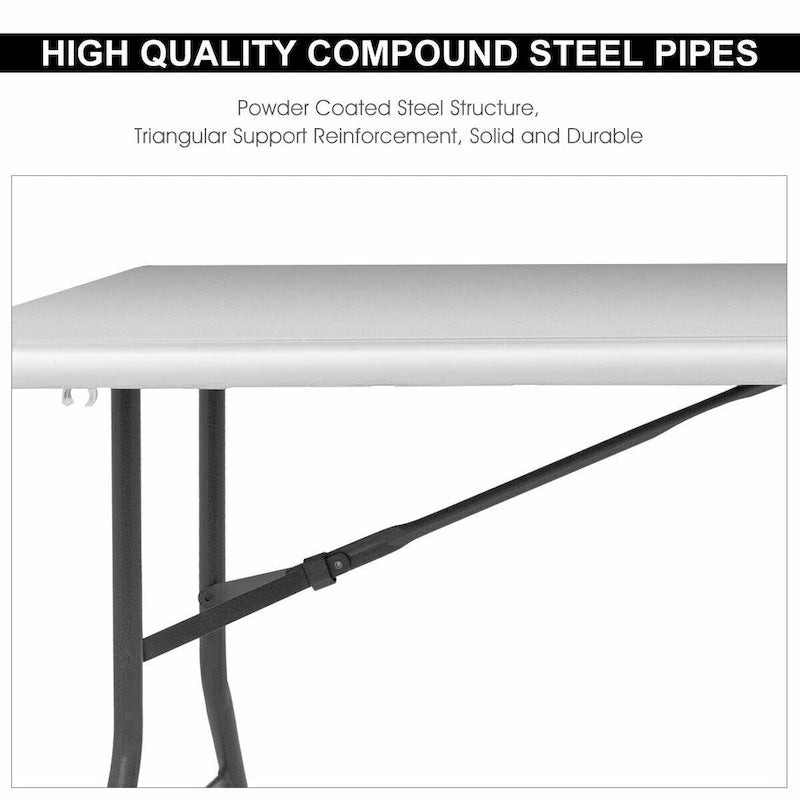 Table pliable Off-White | Plateau en PEHD | 8 places