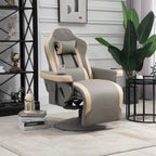 Fauteuil inclinable manuel en cuir synthétique gris, 1 place, pivotant à 360°