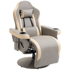 Fauteuil inclinable manuel en cuir synthétique gris, 1 place, pivotant à 360°