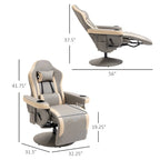 Fauteuil inclinable manuel en cuir synthétique gris, 1 place, pivotant à 360°