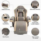 Fauteuil inclinable manuel en cuir synthétique gris, 1 place, pivotant à 360°