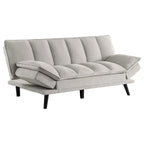 Canapé-lit convertible capitonné gris clair, 2 places, pieds noirs, 78"