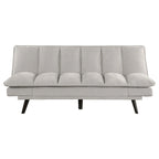 Canapé-lit convertible capitonné gris clair, 2 places, pieds noirs, 78"