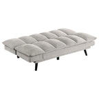 Canapé-lit convertible capitonné gris clair, 2 places, pieds noirs, 78"