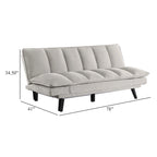 Canapé-lit convertible capitonné gris clair, 2 places, pieds noirs, 78"