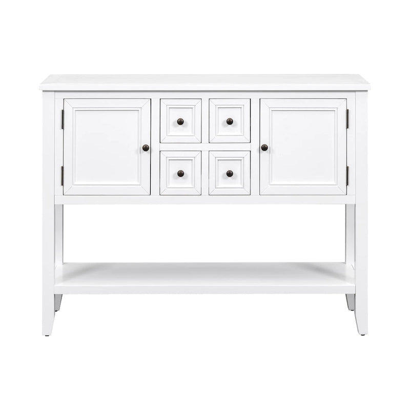 Buffet Blanc | 4 Tiroirs + 2 Armoires | Pour 1