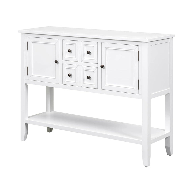 Buffet Blanc | 4 Tiroirs + 2 Armoires | Pour 1