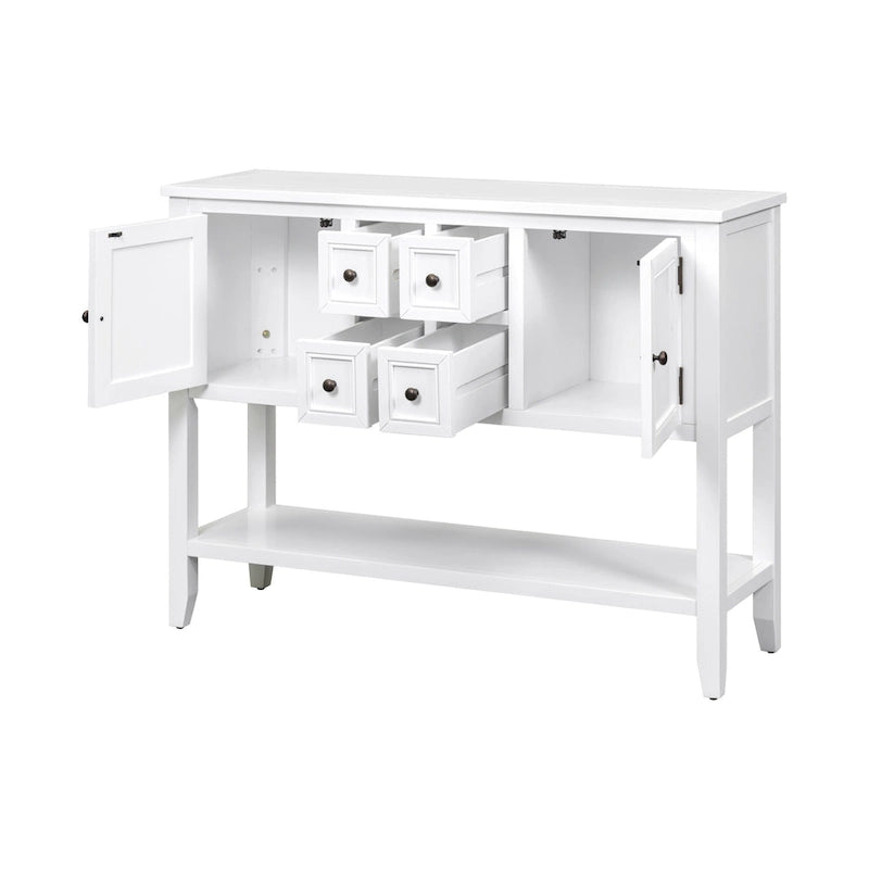 Buffet Blanc | 4 Tiroirs + 2 Armoires | Pour 1