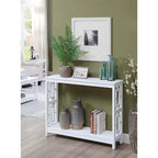 Table console avec étagère, 2 niveaux, montage par 1 personne, couleur expresso/blanc/noir