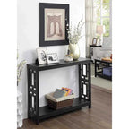 Table console avec étagère, 2 niveaux, montage par 1 personne, couleur expresso/blanc/noir