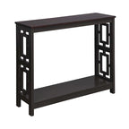 Table console avec étagère, 2 niveaux, montage par 1 personne, couleur expresso/blanc/noir