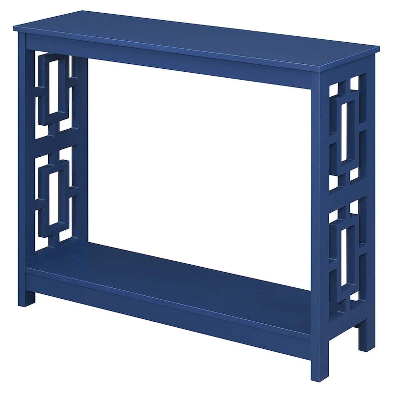 Table console avec étagère, 2 niveaux, montage par 1 personne, couleur expresso/blanc/noir