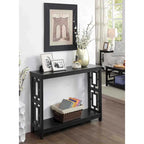 Table console avec étagère, 2 niveaux, montage par 1 personne, couleur expresso/blanc/noir