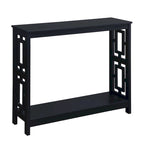 Table console avec étagère, 2 niveaux, montage par 1 personne, couleur expresso/blanc/noir