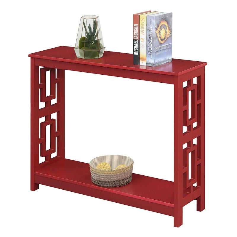 Table console avec étagère, 2 niveaux, montage par 1 personne, couleur expresso/blanc/noir