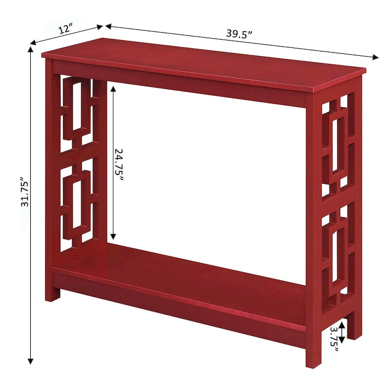Table console avec étagère, 2 niveaux, montage par 1 personne, couleur expresso/blanc/noir