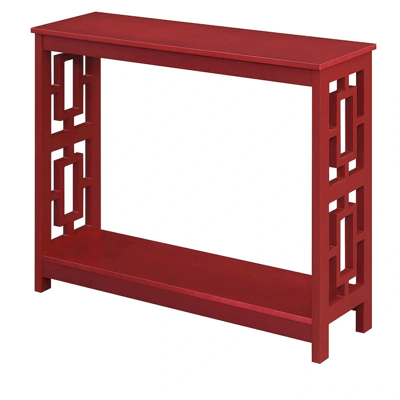 Table console avec étagère, 2 niveaux, montage par 1 personne, couleur expresso/blanc/noir