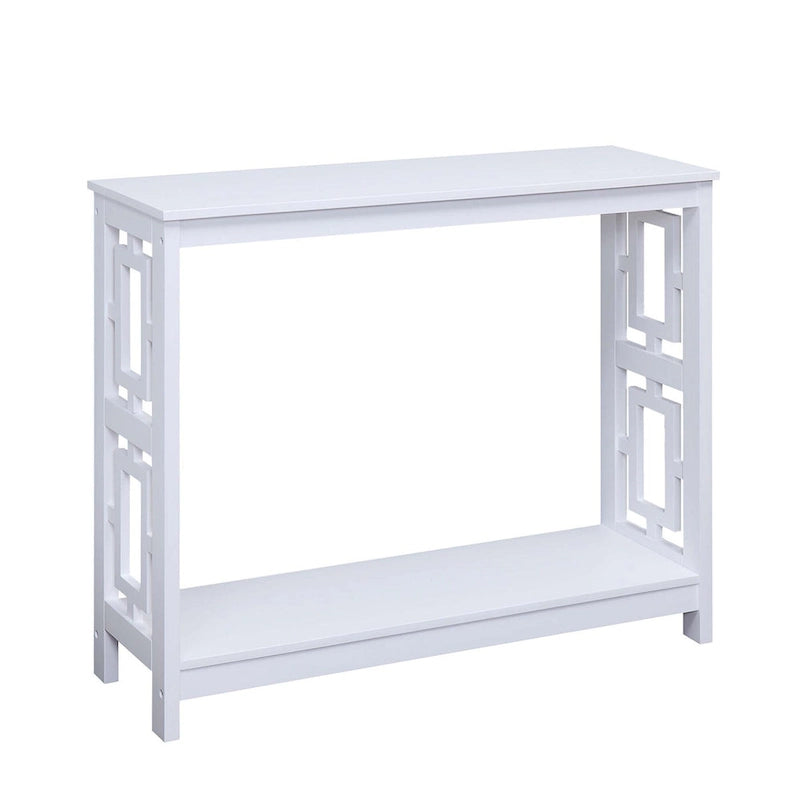 Table console avec étagère, 2 niveaux, montage par 1 personne, couleur expresso/blanc/noir