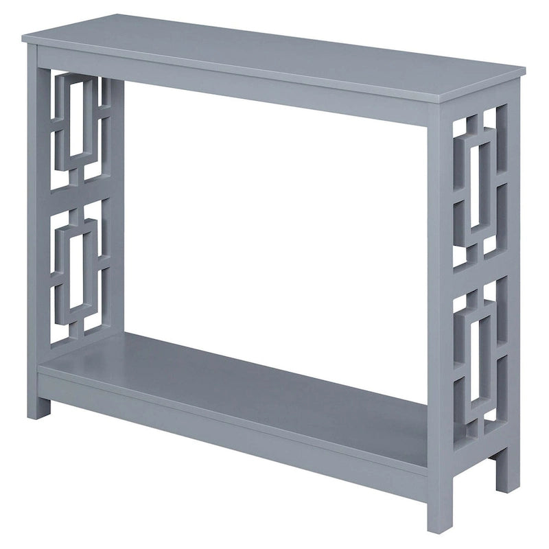 Table console avec étagère, 2 niveaux, montage par 1 personne, couleur expresso/blanc/noir
