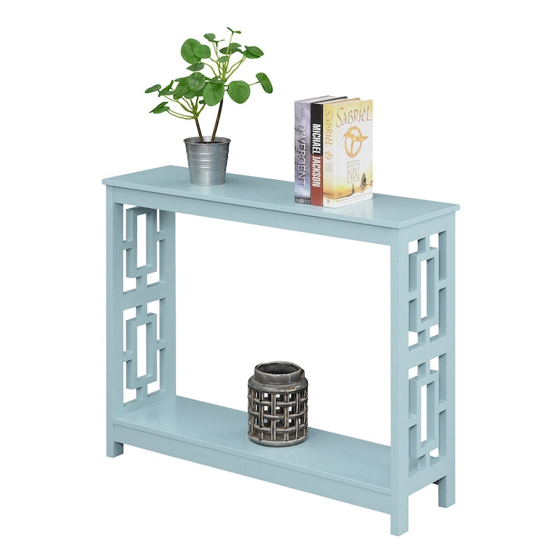 Table console avec étagère, 2 niveaux, montage par 1 personne, couleur expresso/blanc/noir