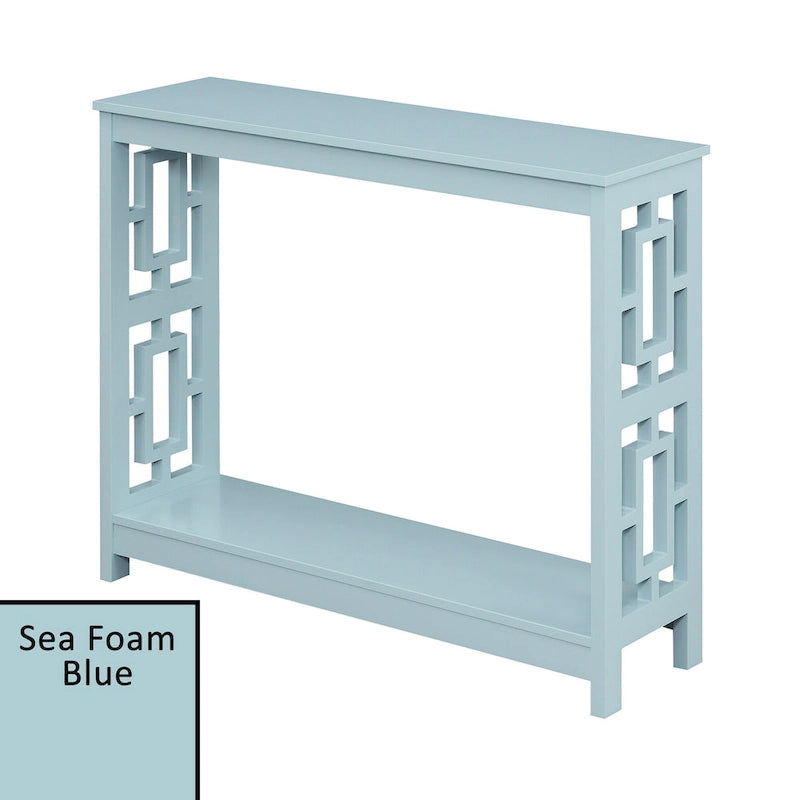 Table console avec étagère, 2 niveaux, montage par 1 personne, couleur expresso/blanc/noir
