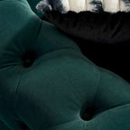 Canapé capitonné en velours rose / noir / vert / beige | Pieds dorés | 3 places