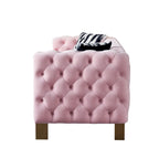 Canapé capitonné en velours rose / noir / vert / beige | Pieds dorés | 3 places