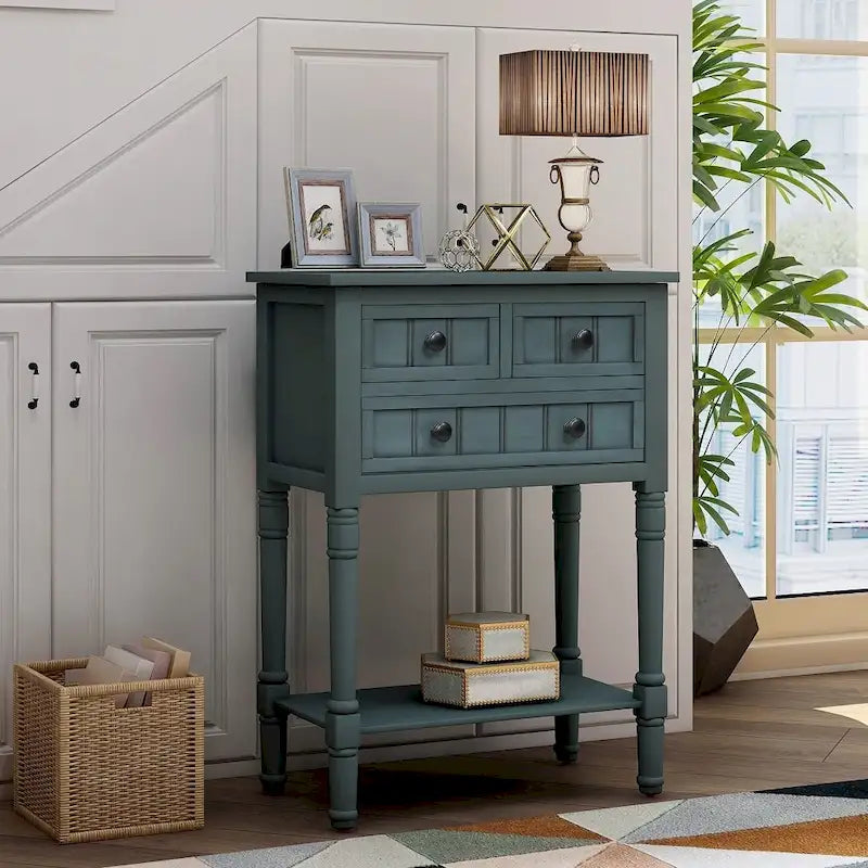 Console à 3 tiroirs multicolore avec étagère inférieure
