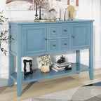 Console avec tiroirs et étagère inférieure, style antique bleu / rétro, pour 1 personne
