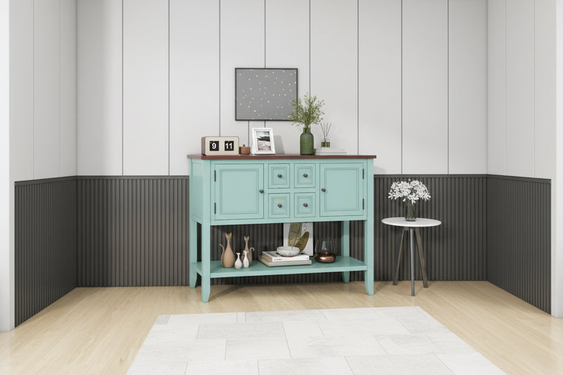 Nestfair Retro Sideboard Console Table with Drawers and Bottom Shelf