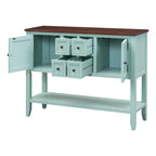 Console avec tiroirs et étagère inférieure, style antique bleu / rétro, pour 1 personne