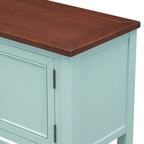 Console avec tiroirs et étagère inférieure, style antique bleu / rétro, pour 1 personne