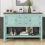 Console avec tiroirs et étagère inférieure, style antique bleu / rétro, pour 1 personne