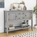 Console avec tiroirs et étagère inférieure, style antique bleu / rétro, pour 1 personne