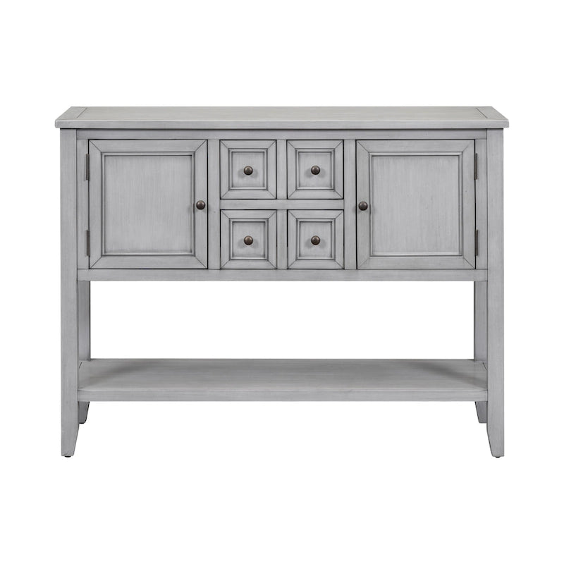 Console avec tiroirs et étagère inférieure, style antique bleu / rétro, pour 1 personne