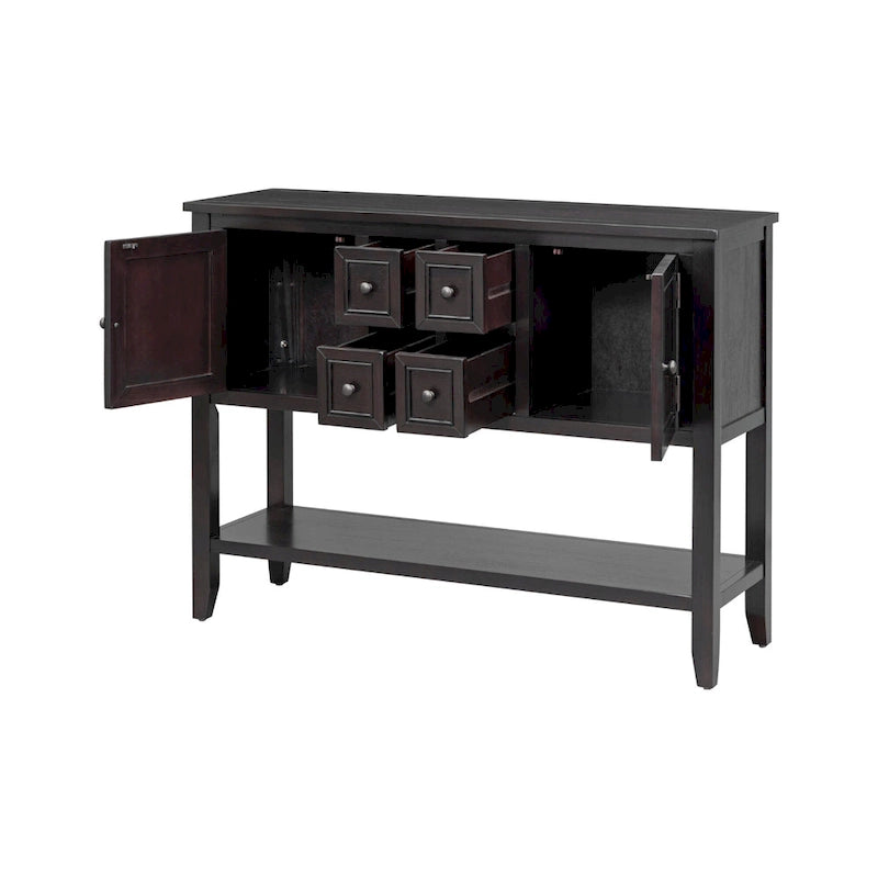 Console avec tiroirs et étagère inférieure, style antique bleu / rétro, pour 1 personne